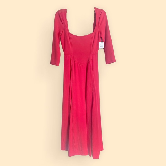 NWT Free People Elsie Red Midi Dress w Deep Pockets Size XS - Picture 2 of 10